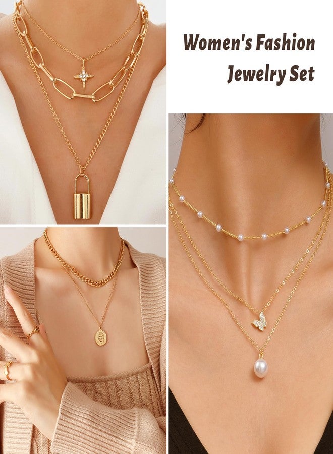 FEYIR 72 Pcs Jewelry Set for Women Costume Jewelry Necklace Bracelet Stackable Rings Earrings Pack for Women - Image 3